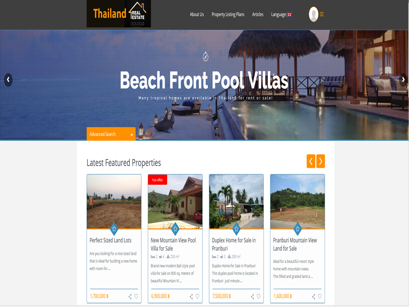 Thailand Real Estate Company is a full featured fully customized real estate database powered website.