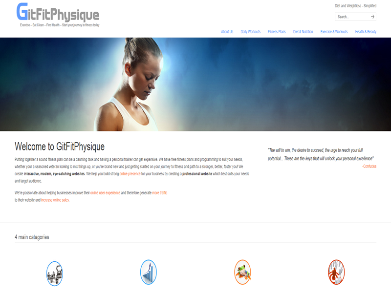 Git Fit Physique is deisgned on Wordpress for a fitness training site for the USA.