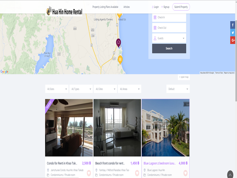 A highly customized real estate site designed for property rental with online booking.